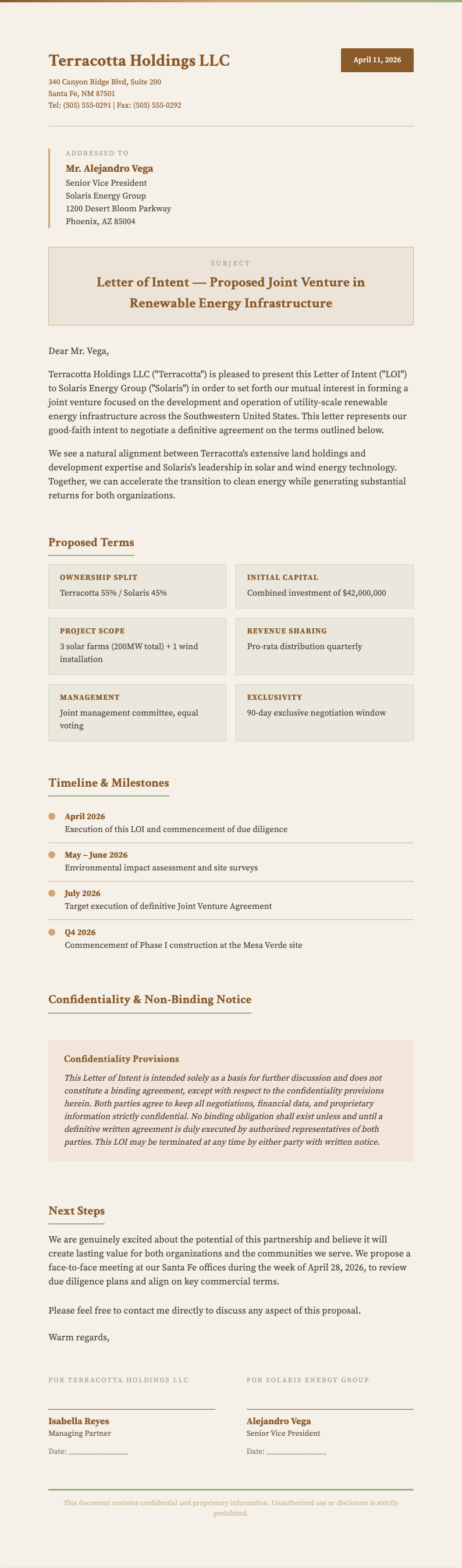 Earth tone Letter of Intent